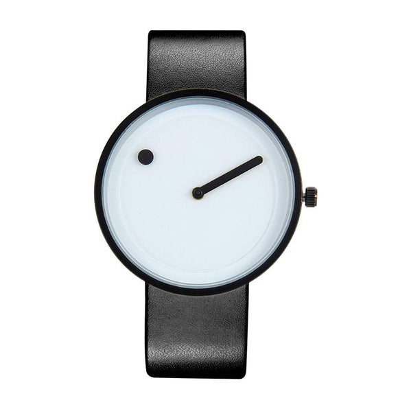 Reloj Pulsera Minimalista Unisex Hombre caballero Mujer dama Diseño Punto Blanco Negro Cuarzo