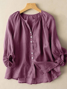 Camisa para mujer elegante cuello redondo. Blusa de manga 3/4.