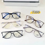 jf 2023 Ultra Light Fashion TR90 Frame Anti Blue Light Glasses Women Glitter Square Frame Resin Lens Goggles Eyeglasses  очки