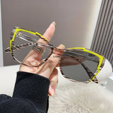 jf INS Photochromic Anti Blue Light Glasses Women Men Sexy Cat Eye Discolored Blue Light Eyewear Unisex Colorchanging Sunglasses