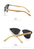 Gafas de Sol de Bambú Hombres Mujeres Espejo Lentes Anteojos de Sol de Moda Medio Metal UV400