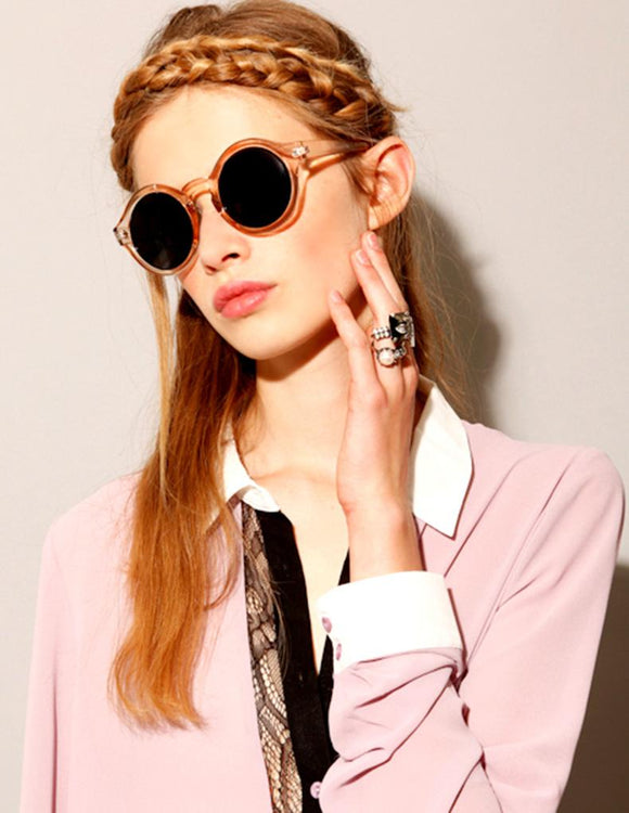 Lentes Gafas Anteojos de Sol Redondas Retro Vintage para mujeres Diseñador Mujer