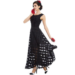 Vestido Maxi Mujer Tela Escocesa Verano Negro Fiesta Estilo Satén