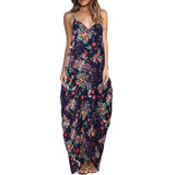 Vestido Boho Print Bohemio Playa Mujeres Cuello en V Retro FloralSexy Strap Largo 2018 Talles