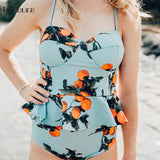 Bikini Dos Piezas Push Up Floral Moda Verano Mujer Tankini Cintura Alta