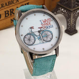 Reloj Pulsera Bicicleta Mujer Dama Casual Vintage Cuero