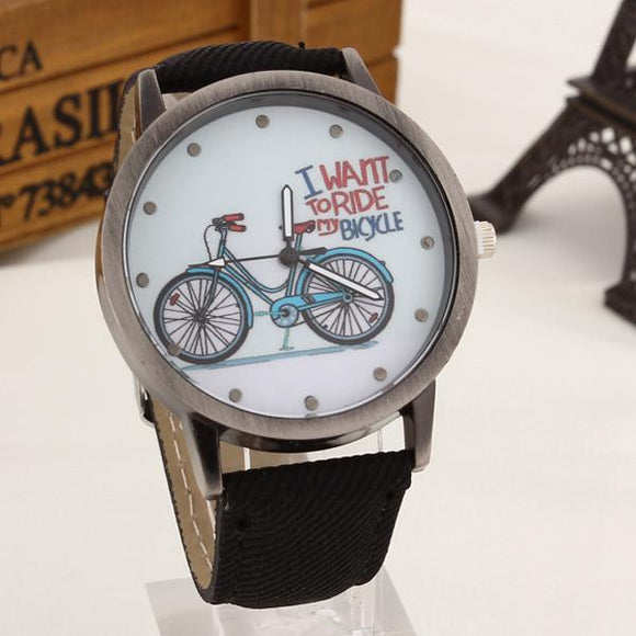 Reloj Pulsera Bicicleta Mujer Dama Casual Vintage Cuero