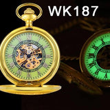 Reloj Mecanico de Bolsillo Hombre Caballero Steampunk Bronce con Cadena Brilla en la oscuridad